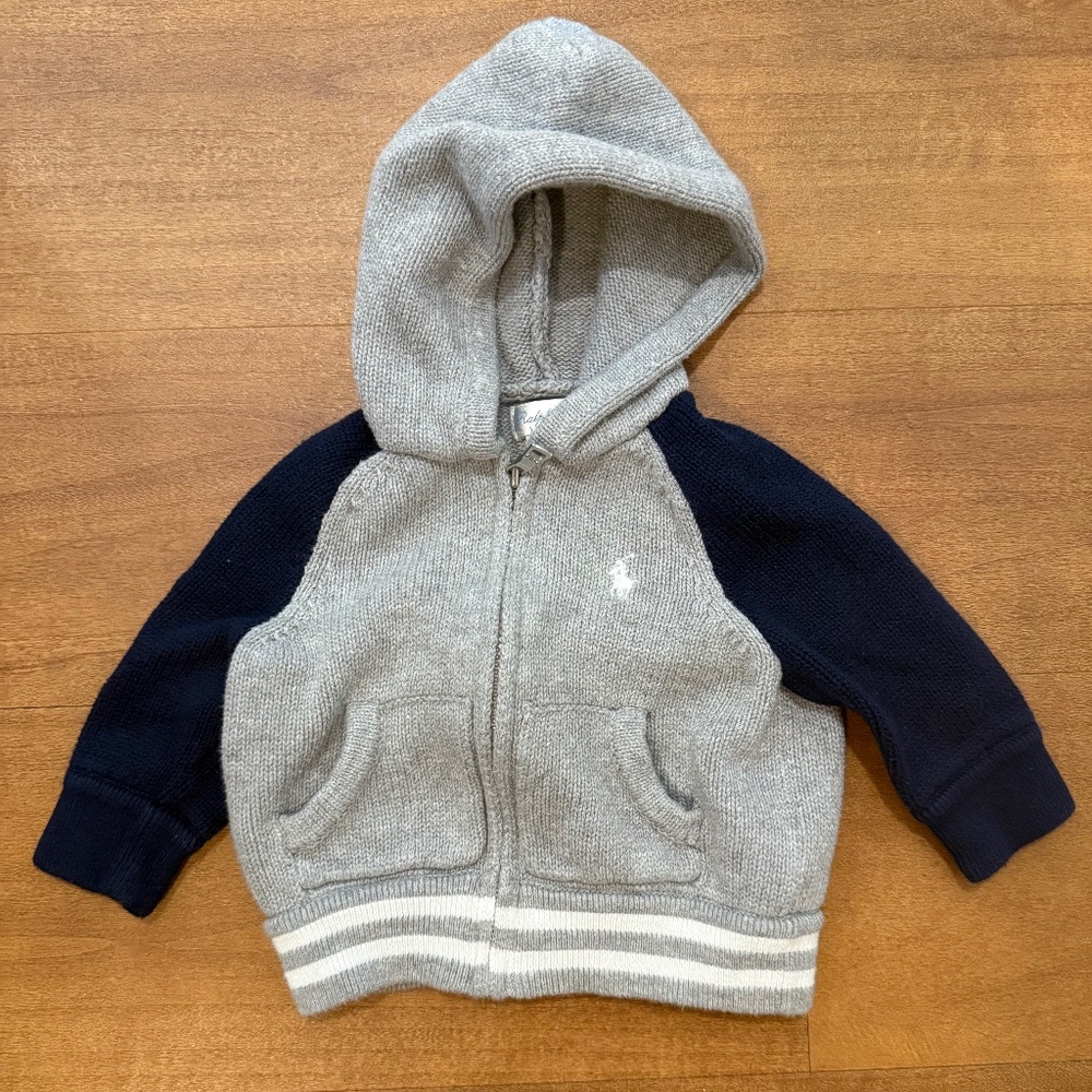 Ralph Lauren Gray and Navy Knit Hoodie
